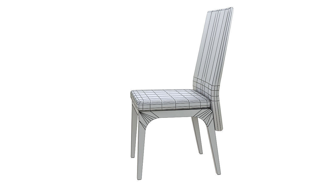 Wooden padded dining chair 3D model_10