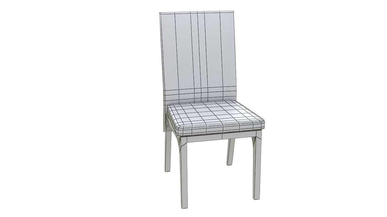 Wooden padded dining chair 3D model_8