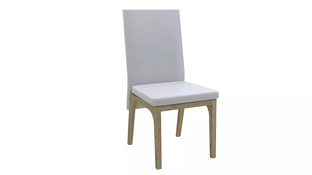 Wooden padded dining chair 3D model_0