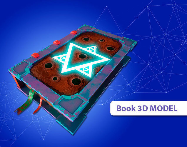 book 3d model box with glowing star Low-poly 3D model