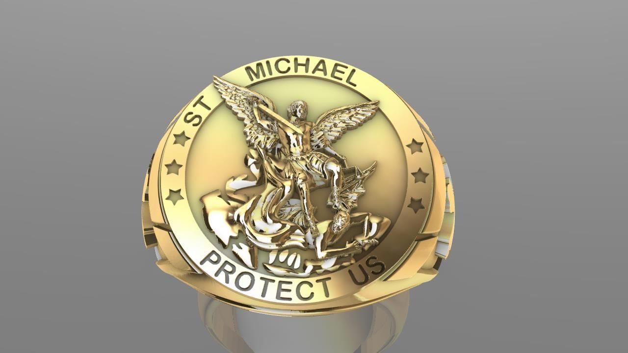 ANILLO SAN MIGUEL ARCANGEL modelo 3d 3D print model_5