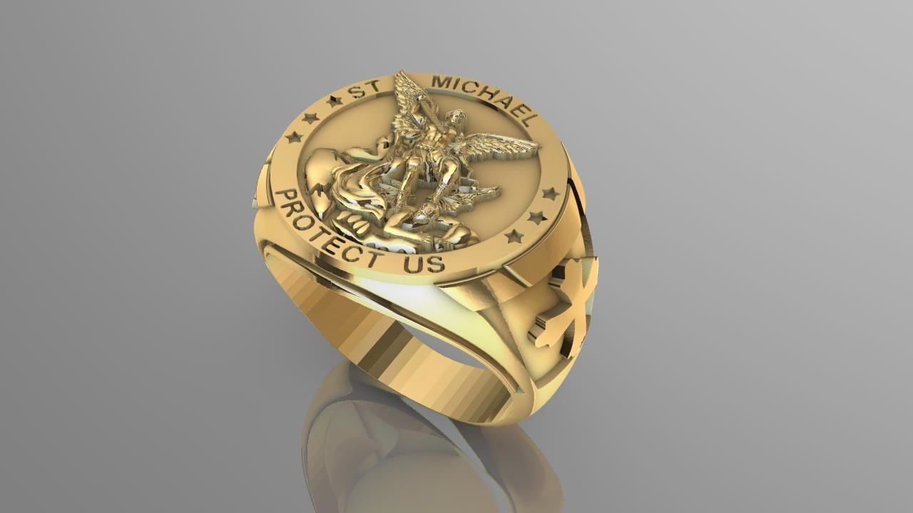 ANILLO SAN MIGUEL ARCANGEL modelo 3d 3D print model_4