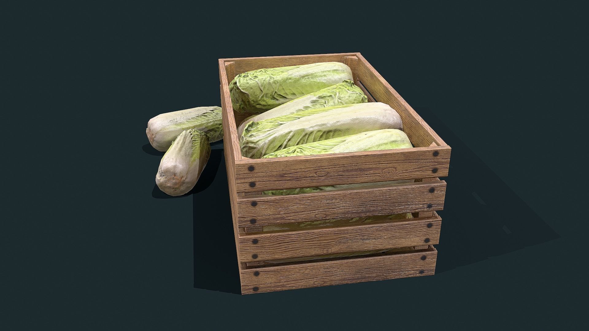 Chinese cabbage Low-poly 3D model_5