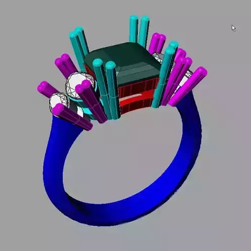 Women ring Engagement Solitarie gems EMERALD NAVETTE  Slnc