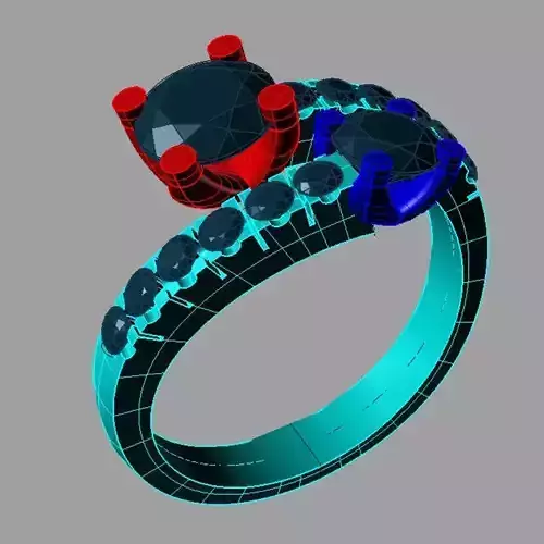 Women ring Engagement Contrarie  gems Round tr55 3D print model