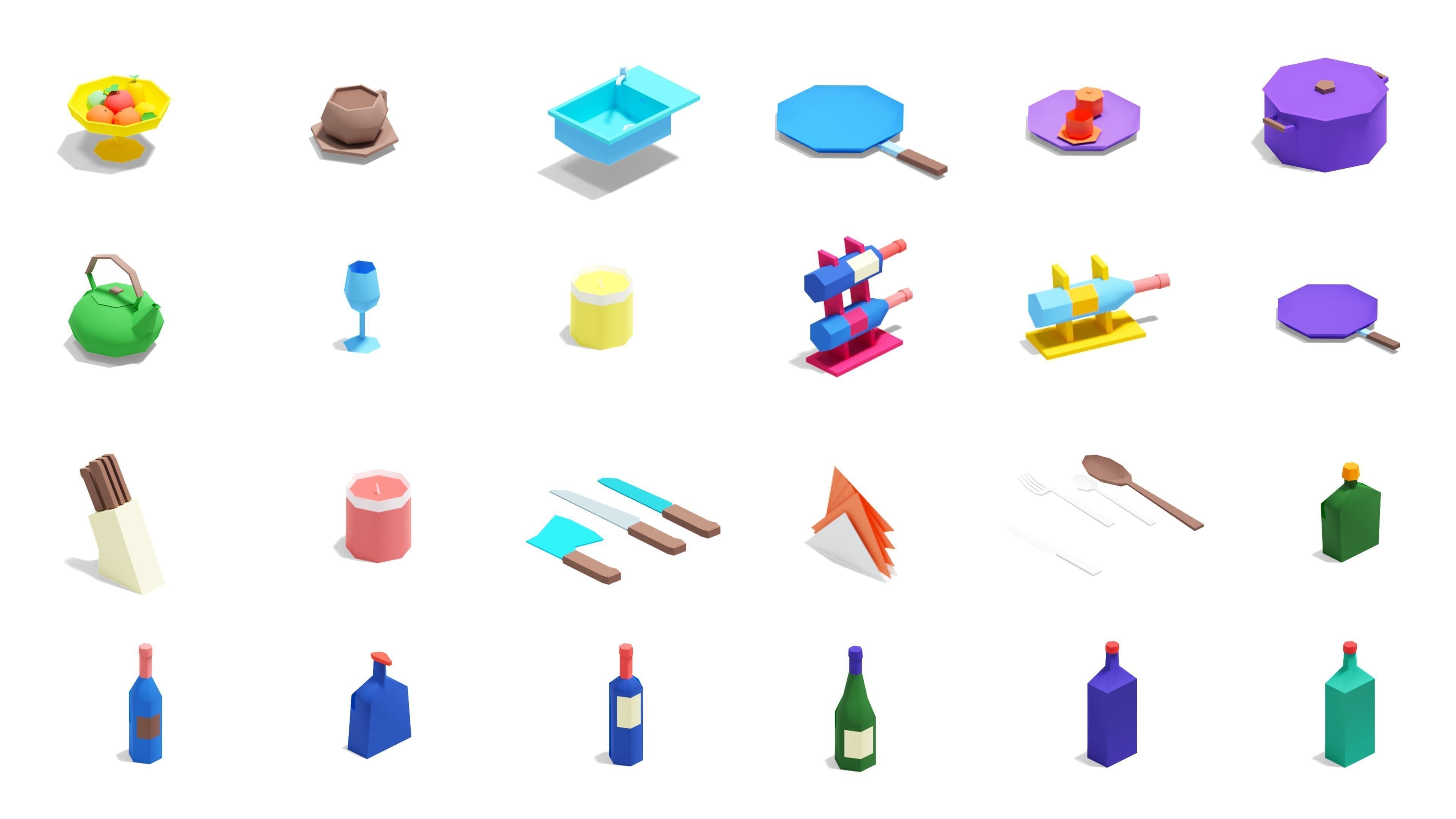 Furniture Bright Low-poly 3D model_25