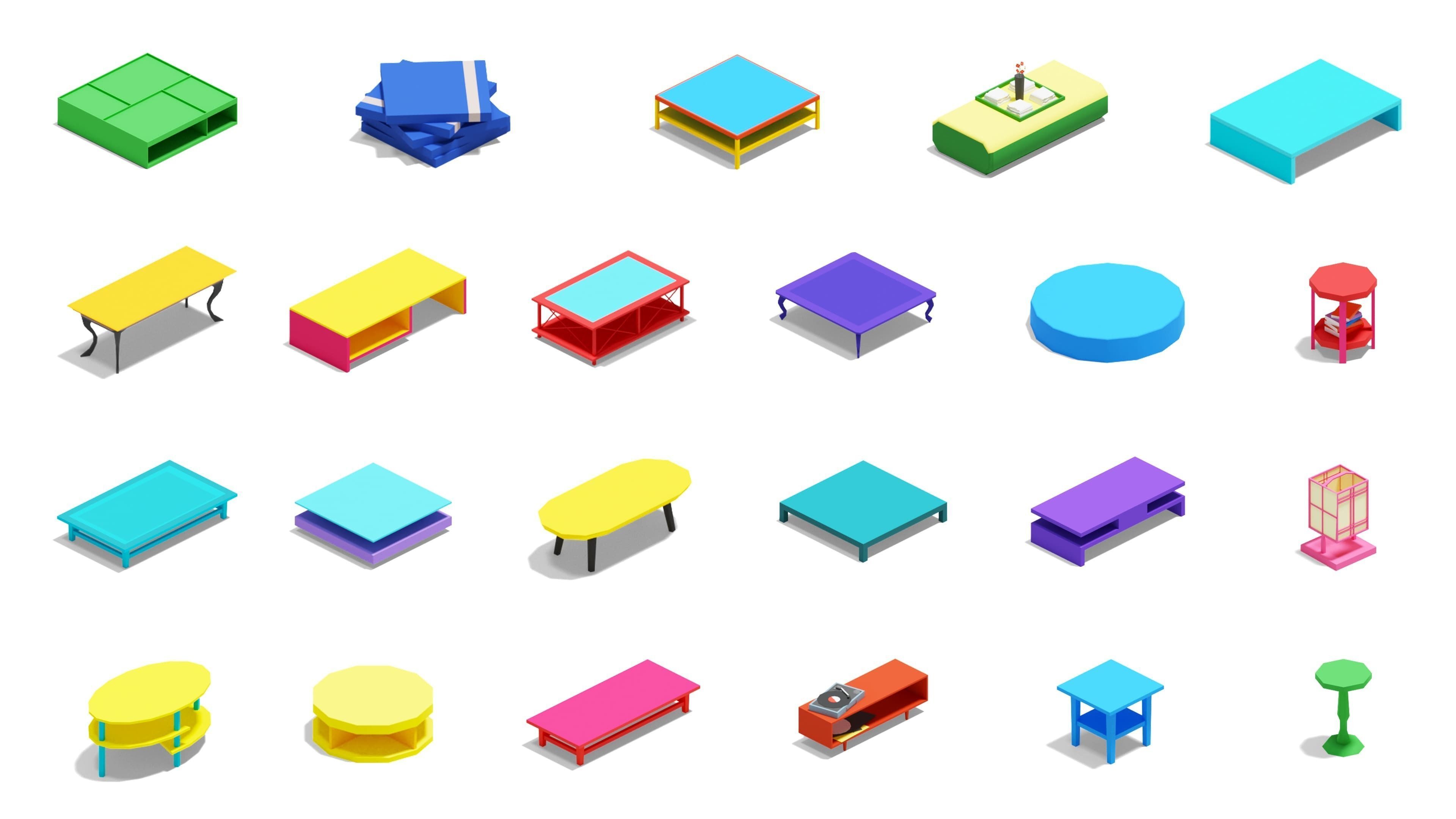 Furniture Bright Low-poly 3D model_8