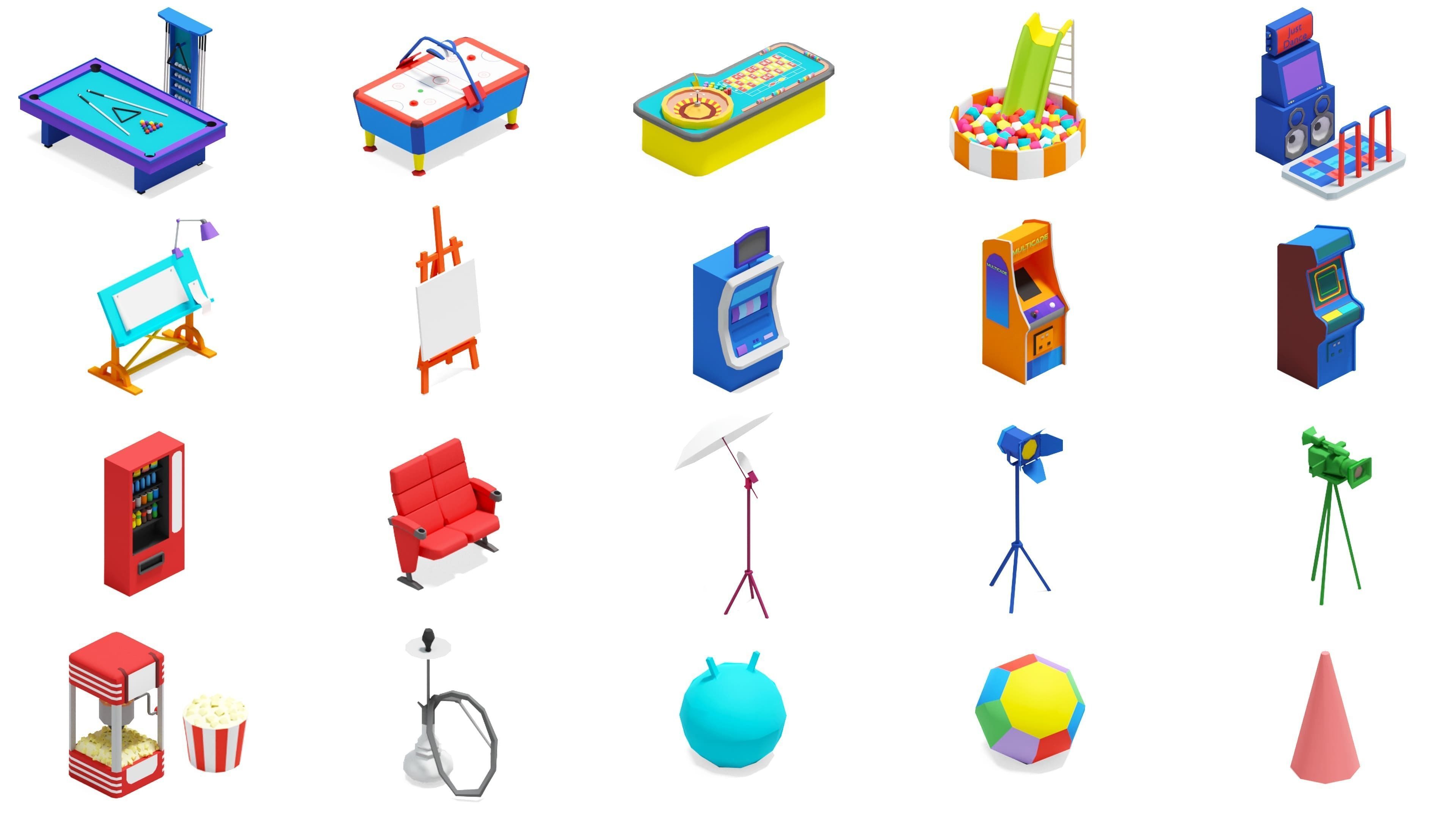 Furniture Bright Low-poly 3D model_11