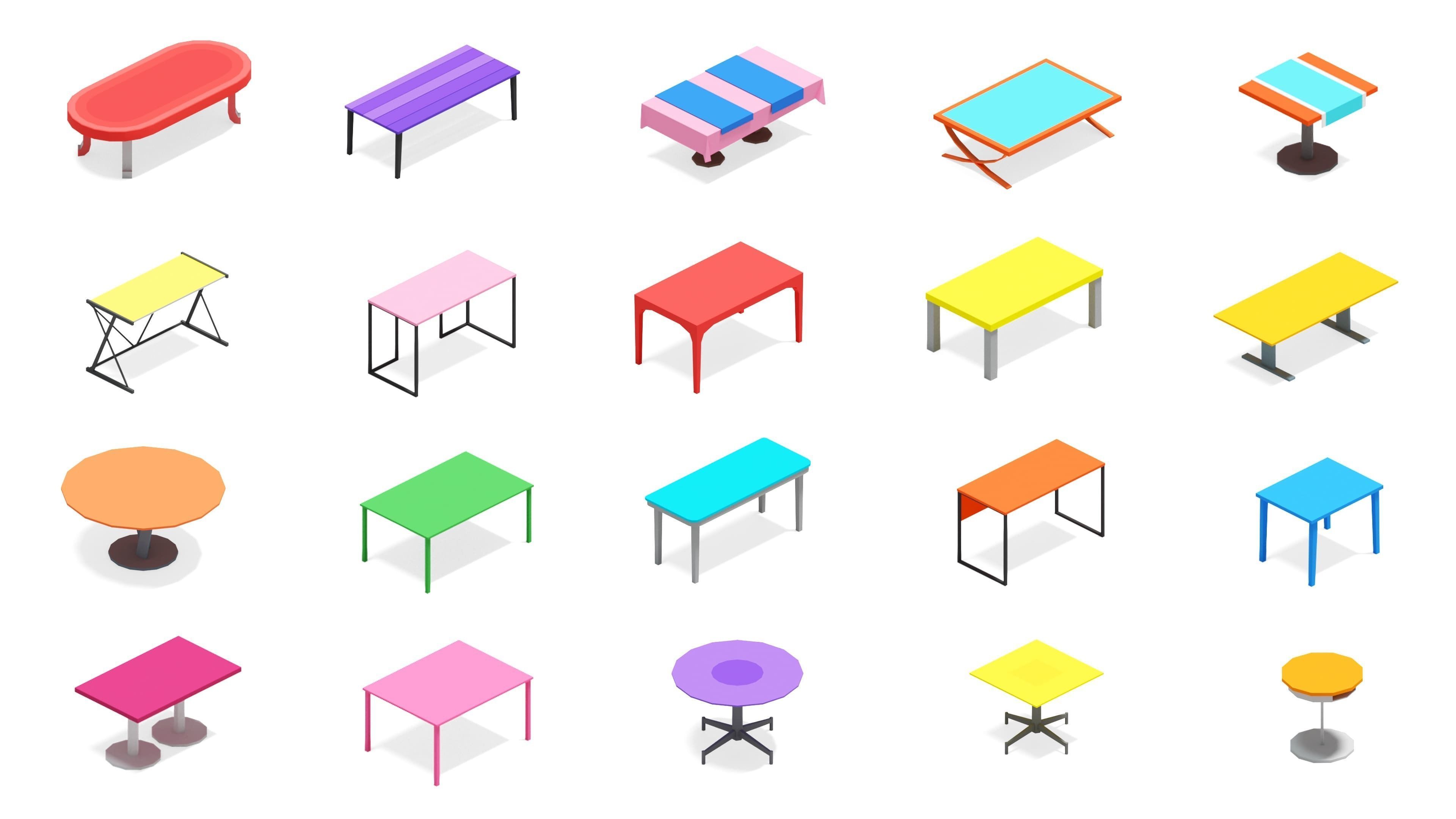 Furniture Bright Low-poly 3D model_16