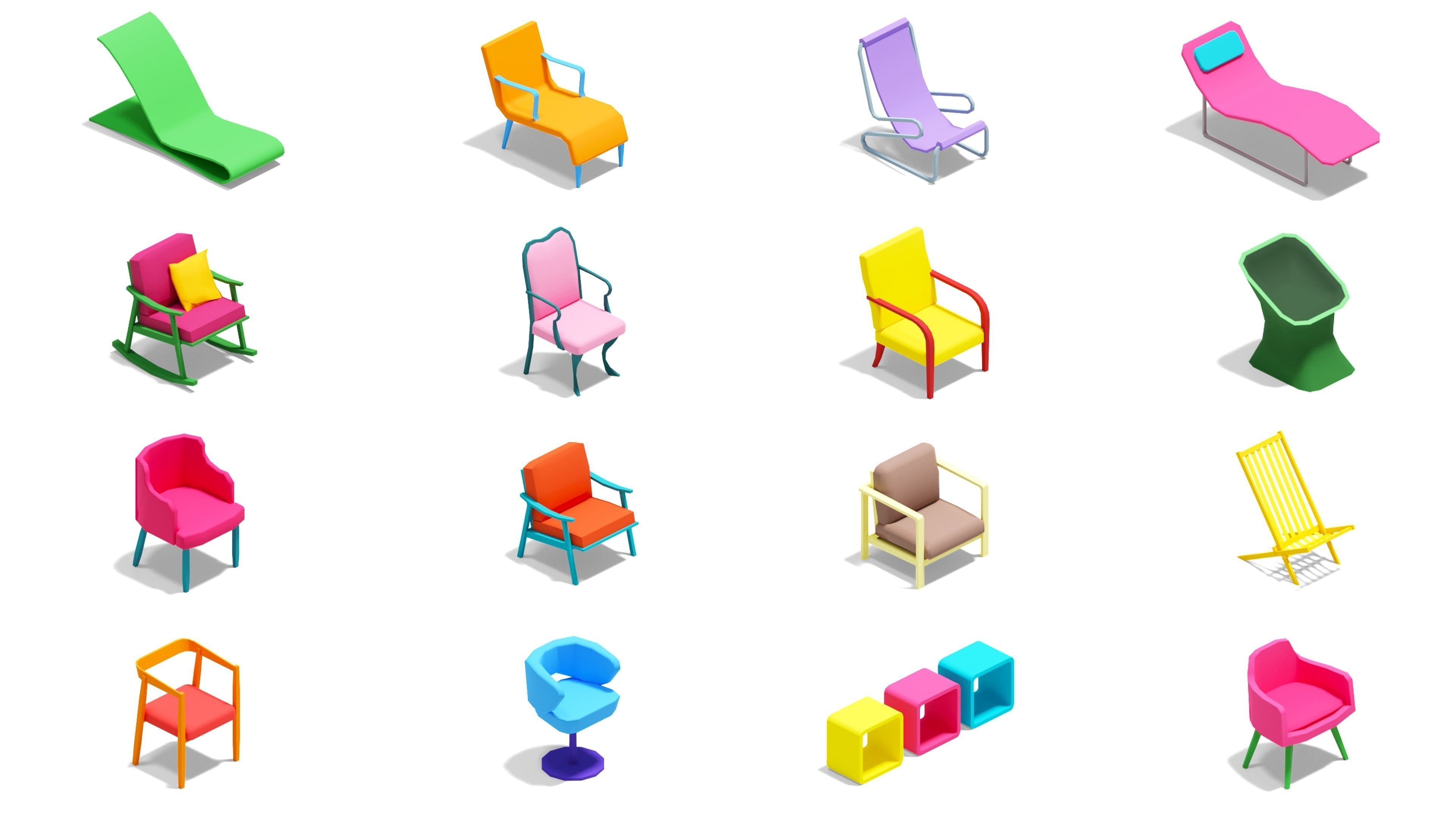 Furniture Bright Low-poly 3D model_18