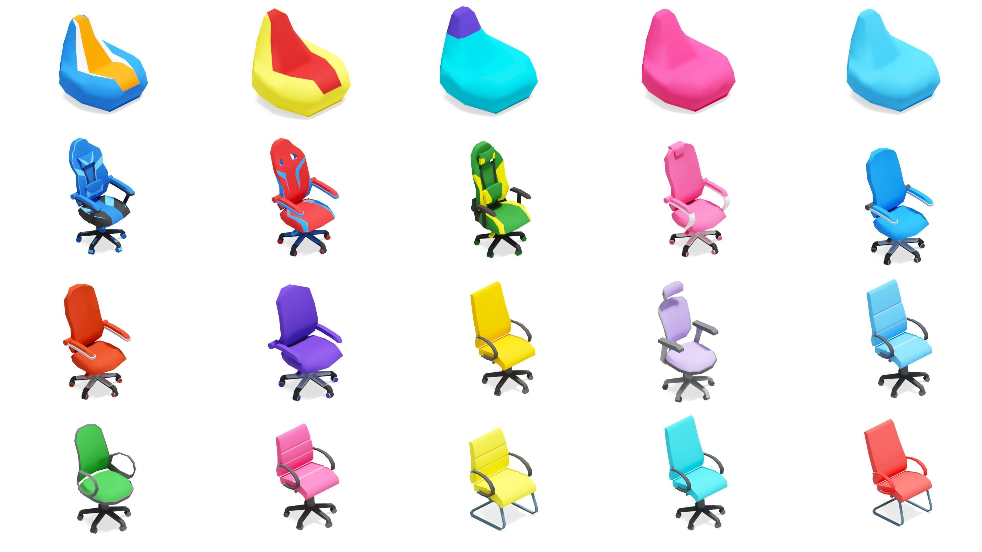 Furniture Bright Low-poly 3D model_20