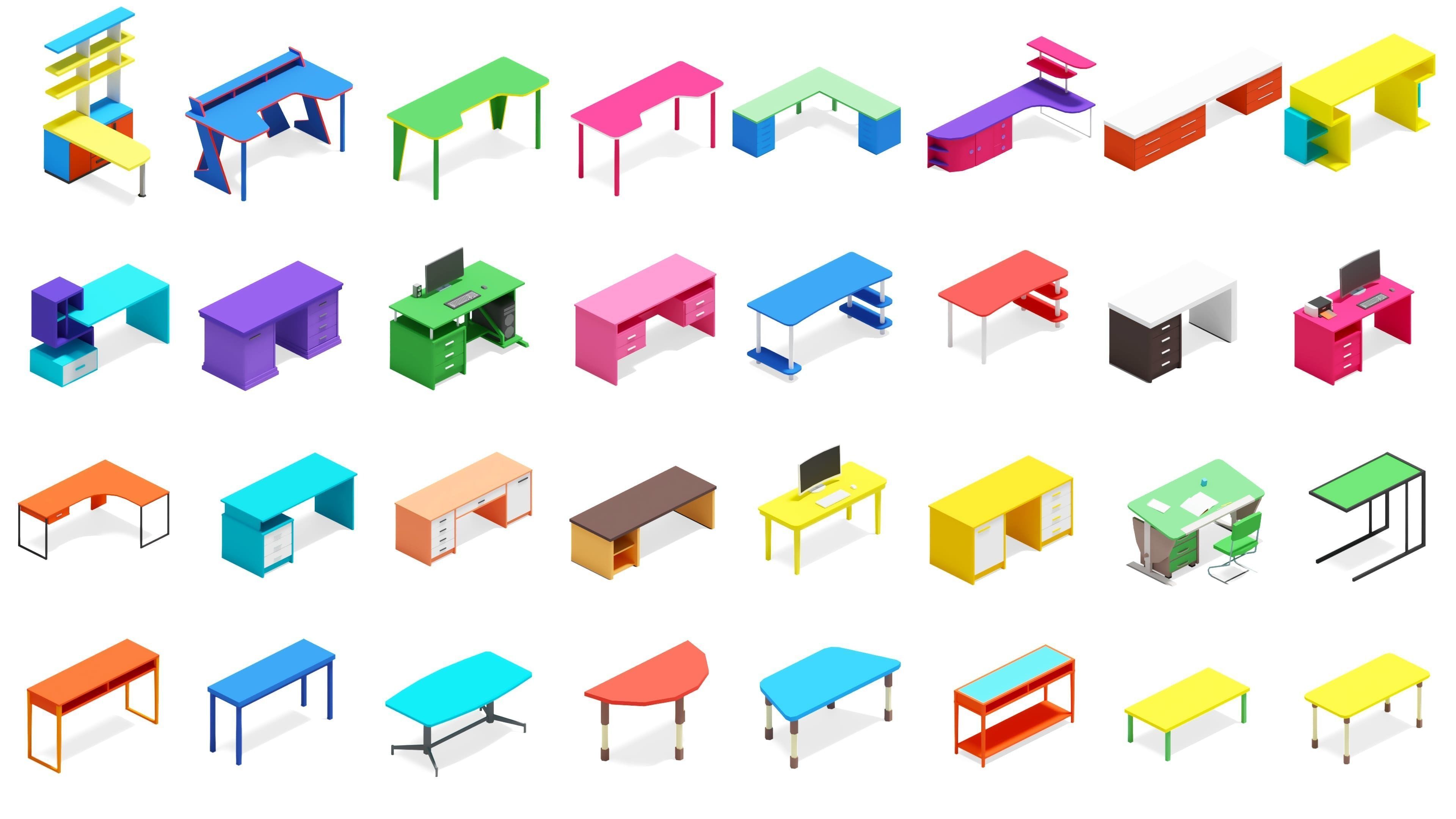 Furniture Bright Low-poly 3D model_21