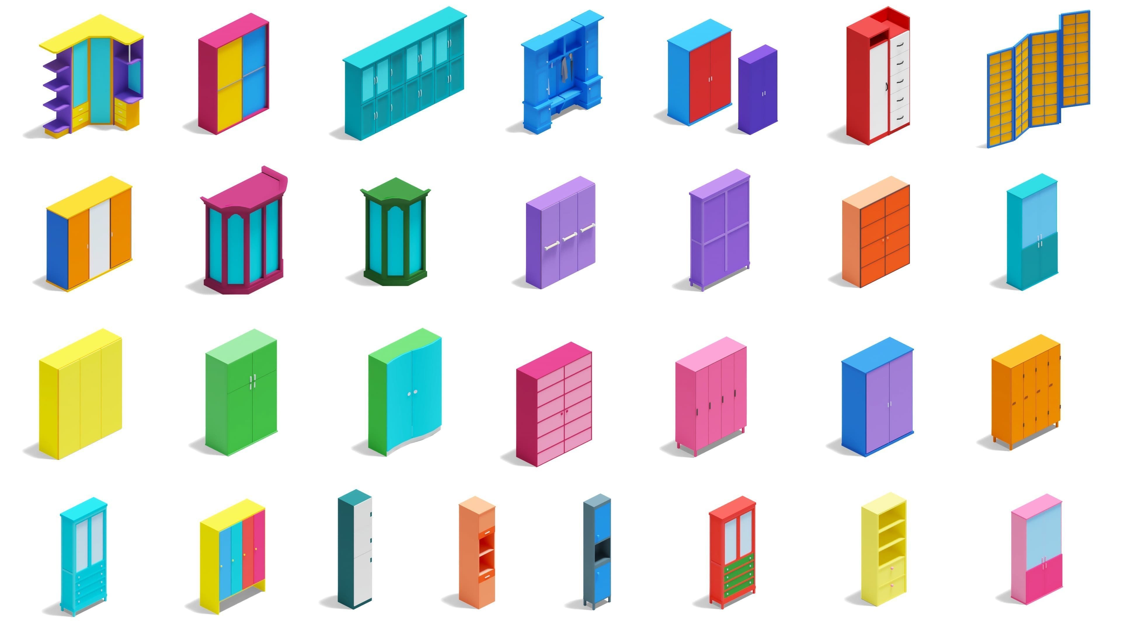 Furniture Bright Low-poly 3D model_6