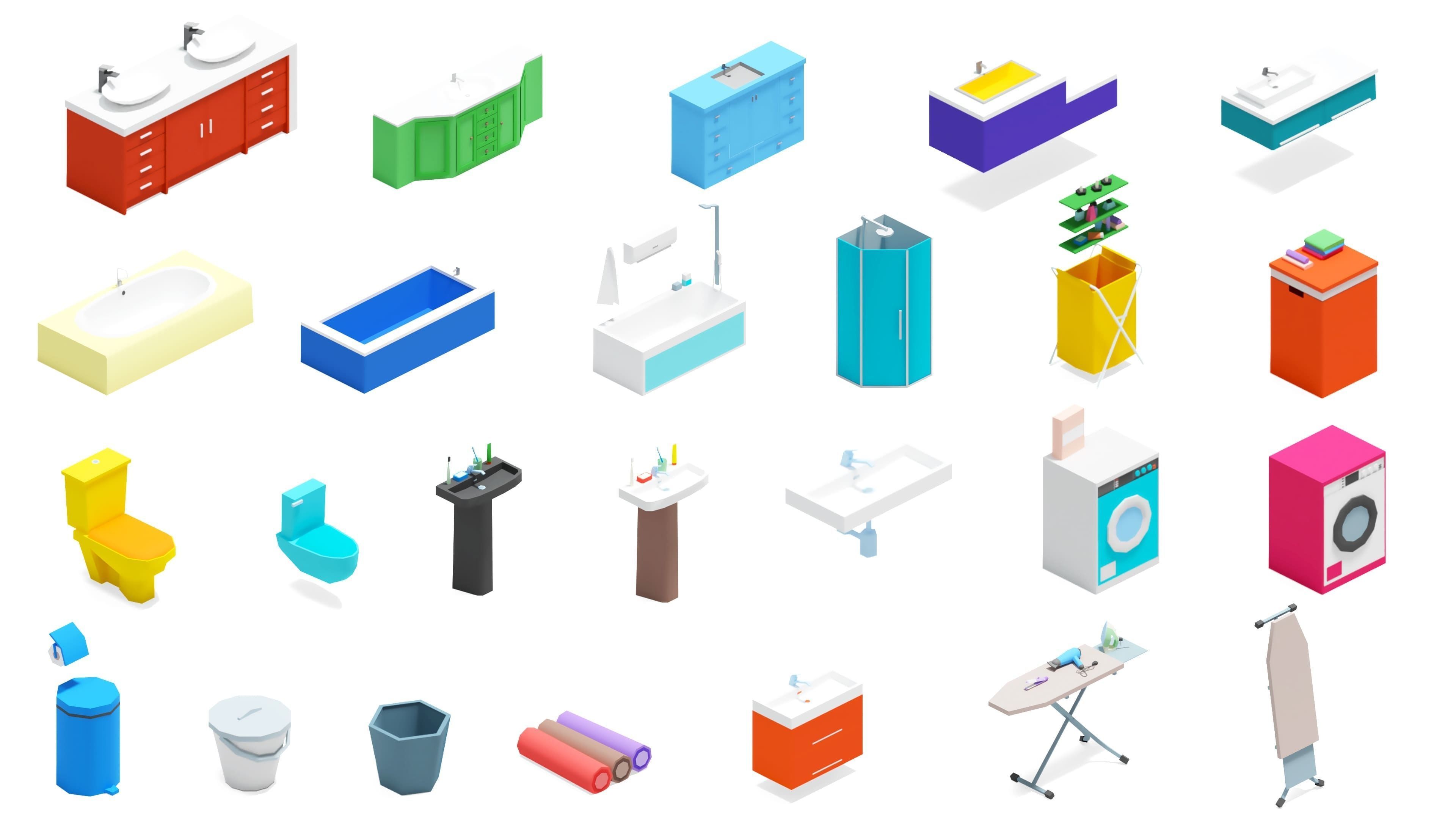 Furniture Bright Low-poly 3D model_4