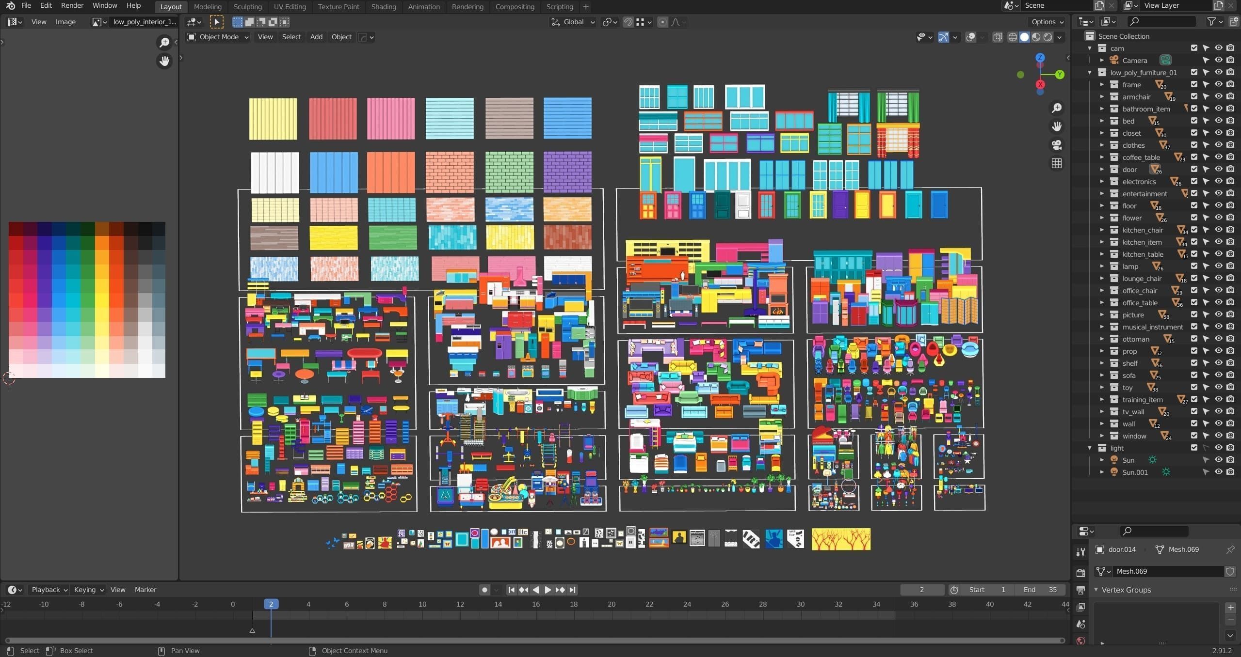 Furniture Bright Low-poly 3D model_35