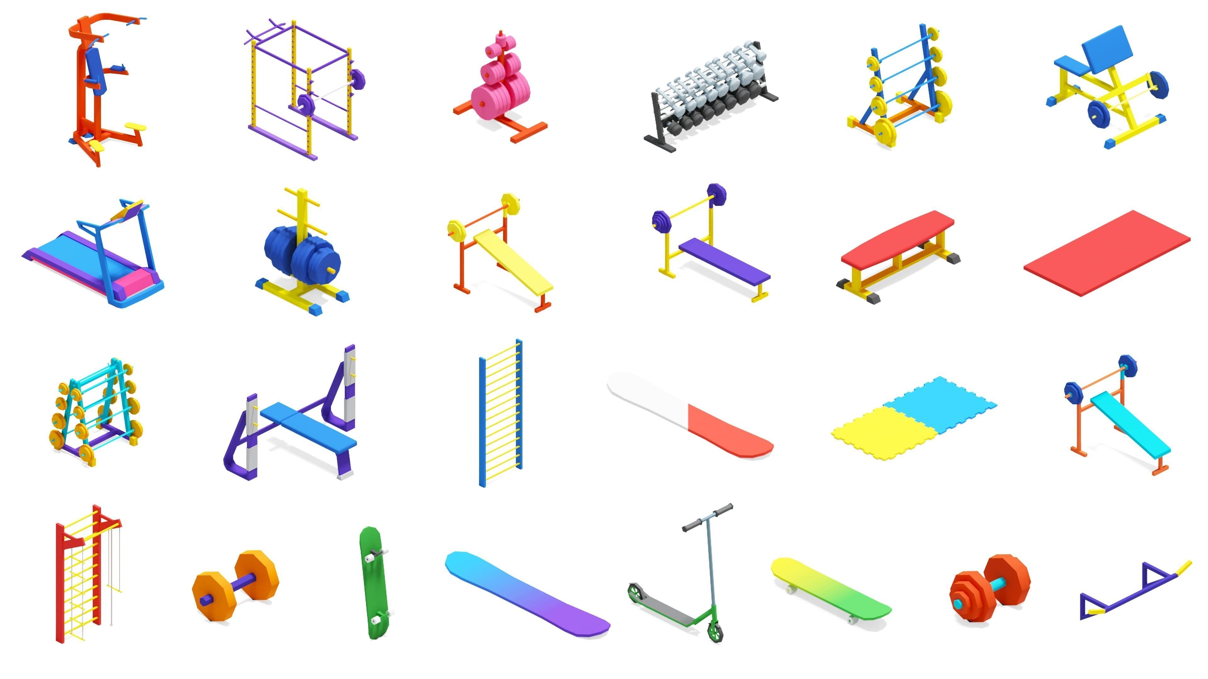 Furniture Bright Low-poly 3D model_31