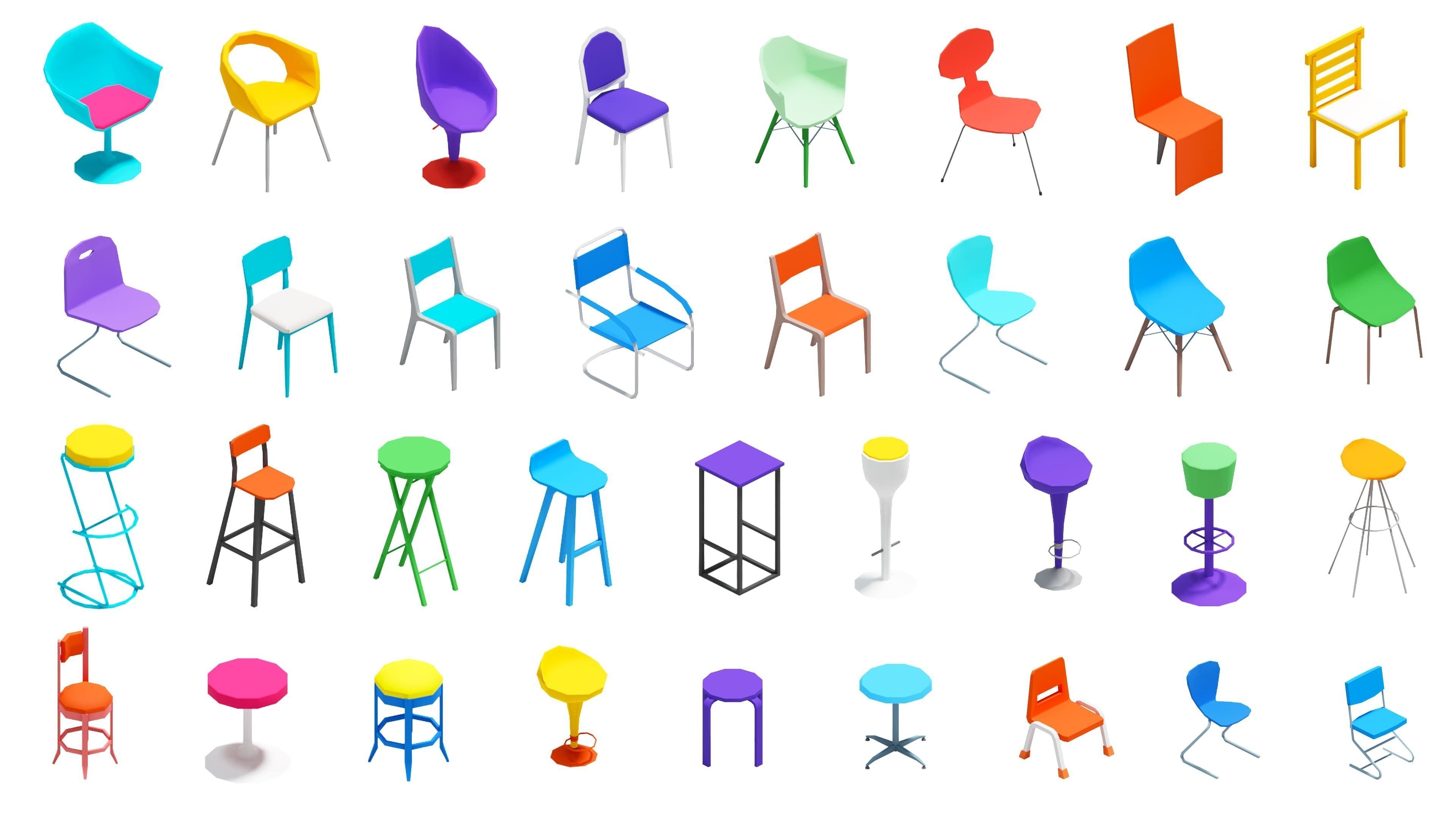 Furniture Bright Low-poly 3D model_14