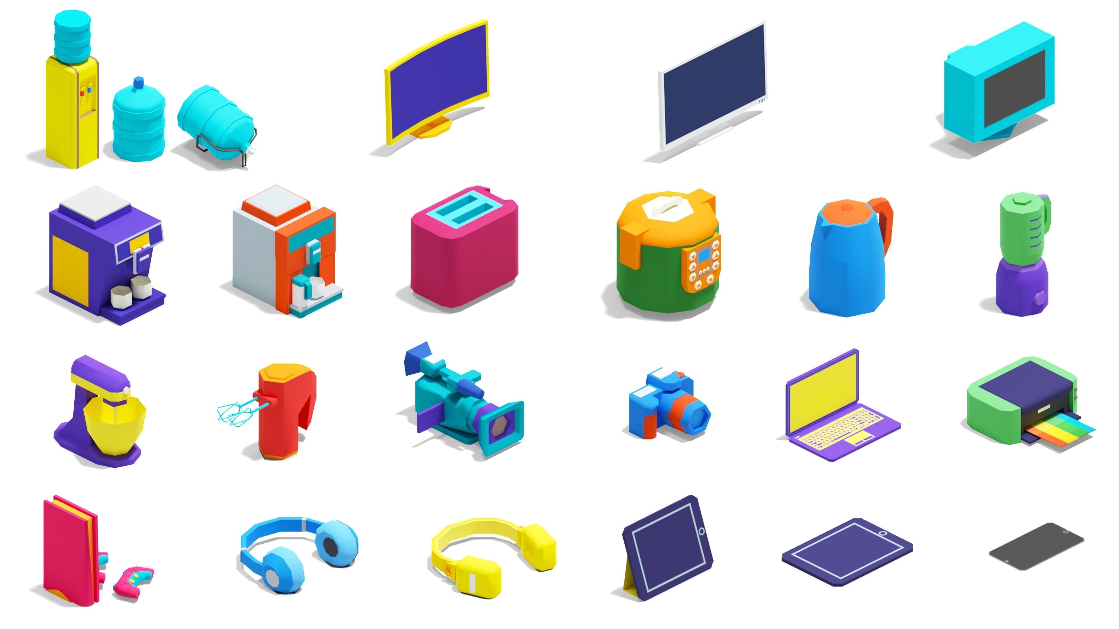 Furniture Bright Low-poly 3D model_10