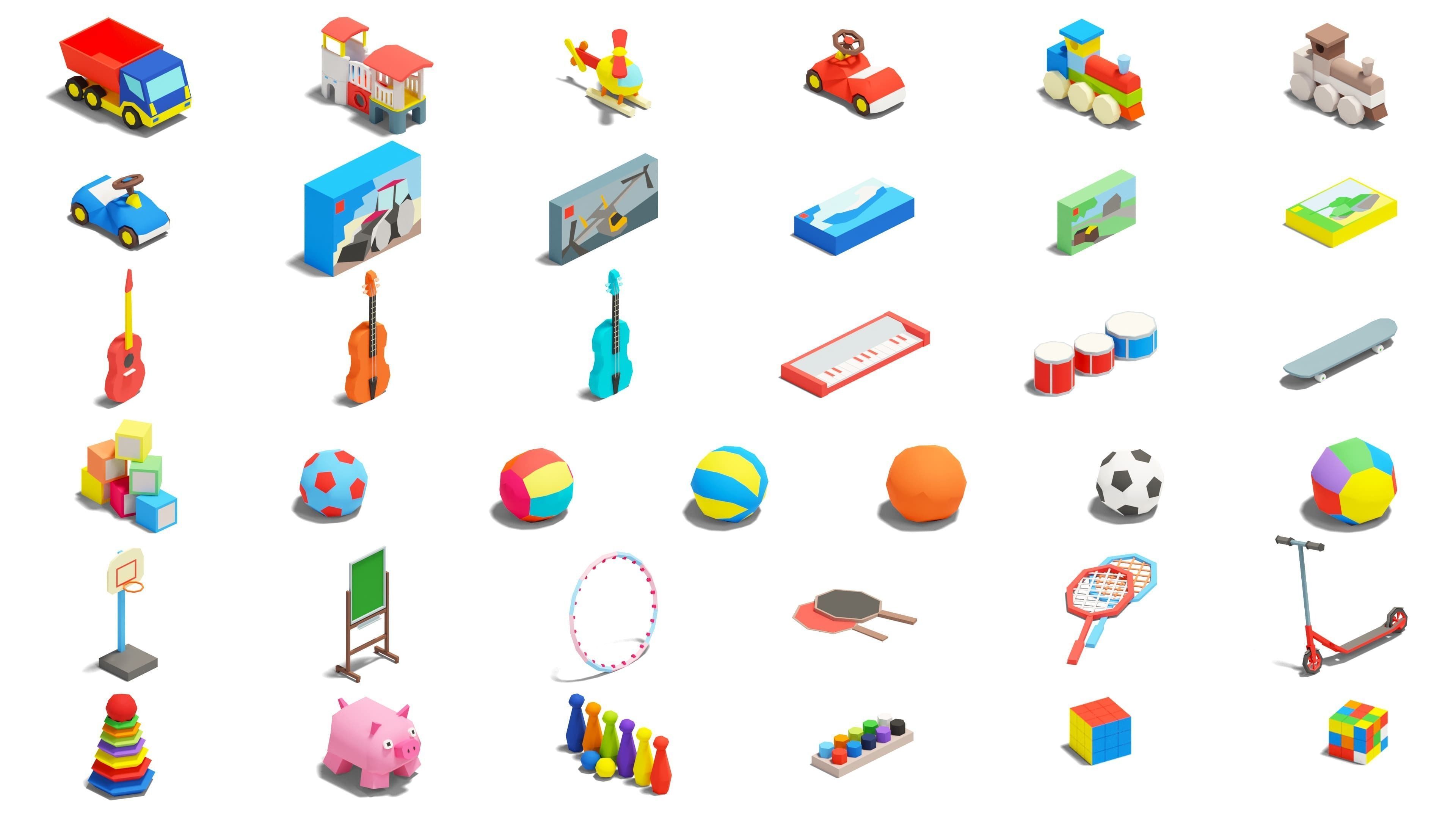 Furniture Bright Low-poly 3D model_30