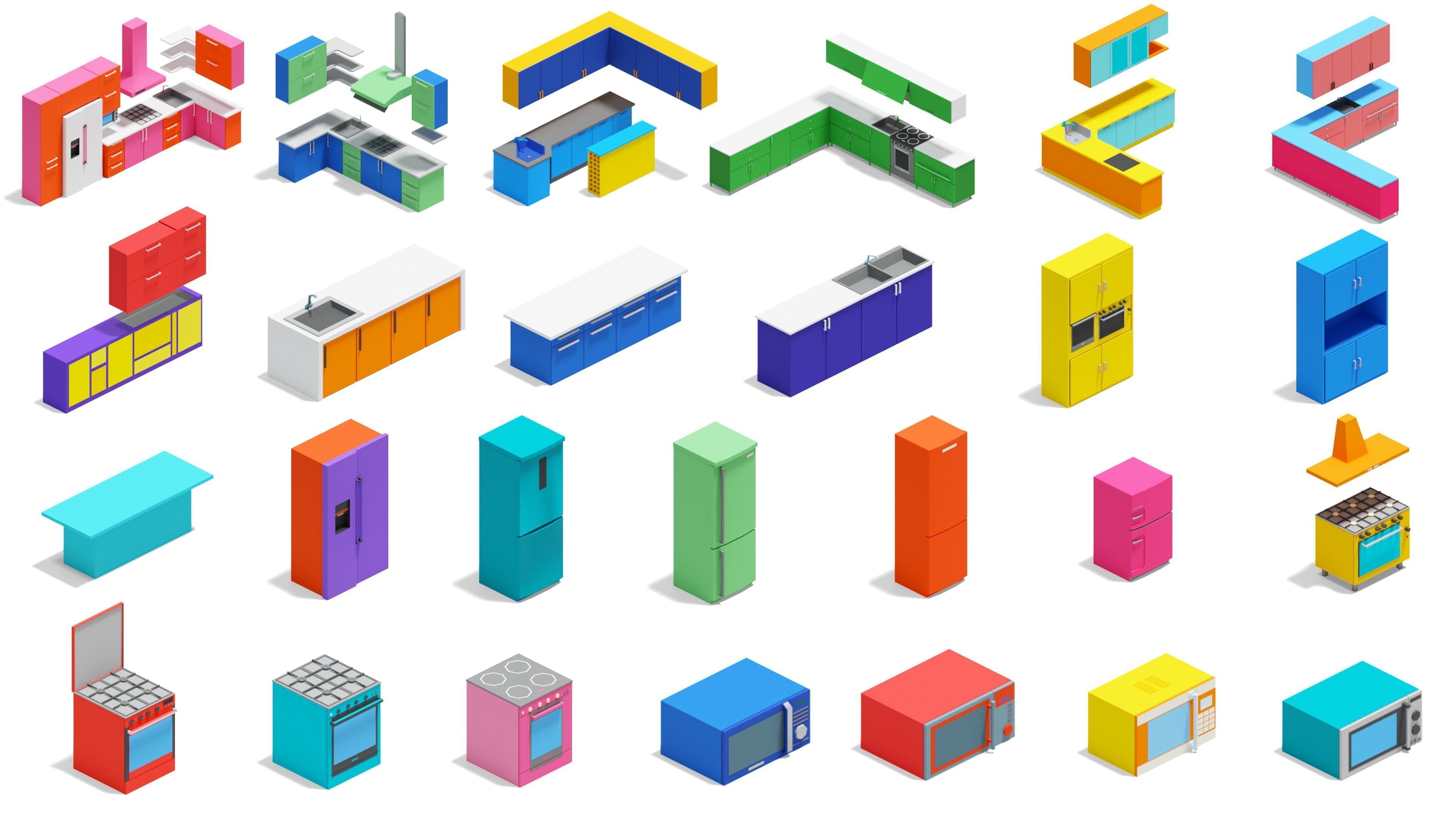 Furniture Bright Low-poly 3D model_15