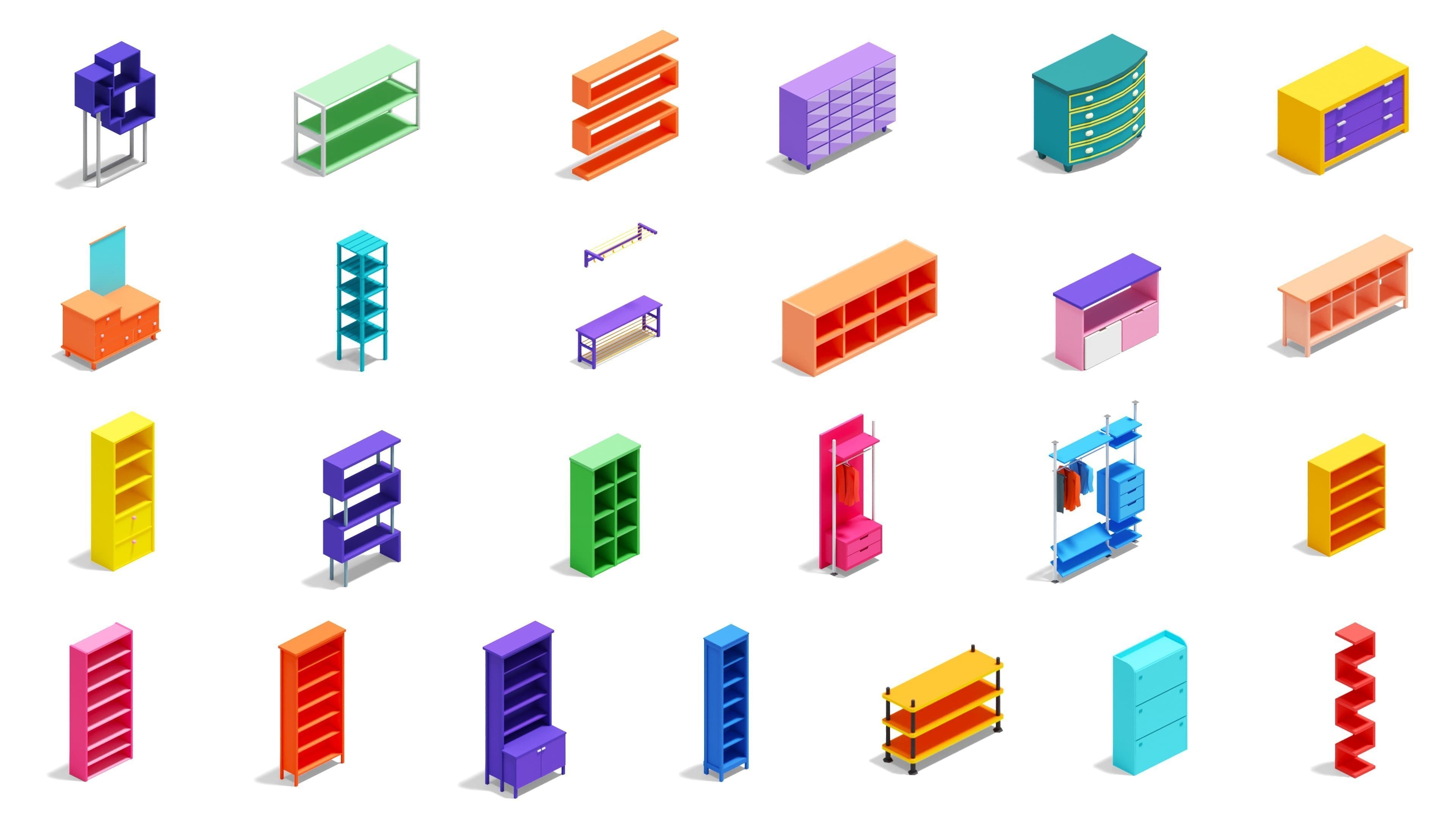 Furniture Bright Low-poly 3D model_28