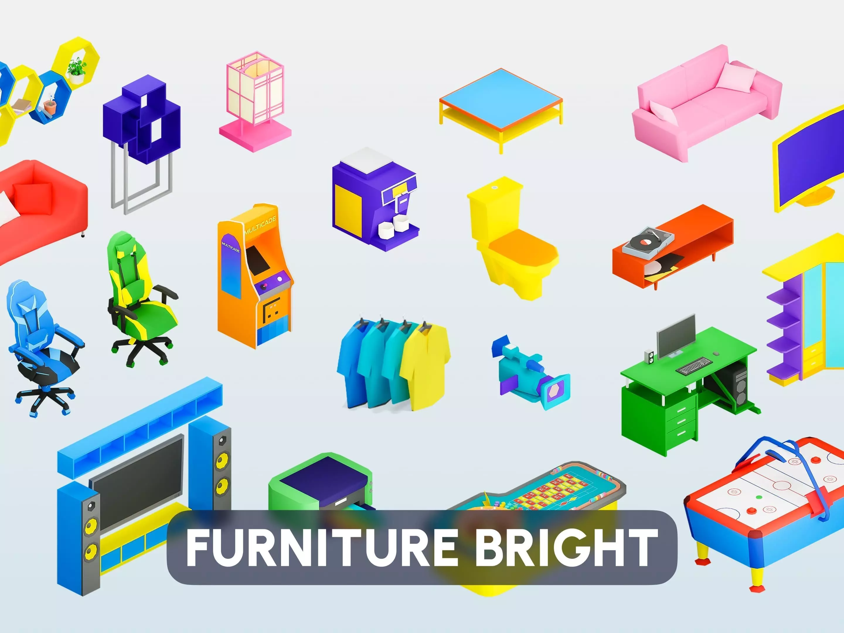 Furniture Bright Low-poly 3D model_0