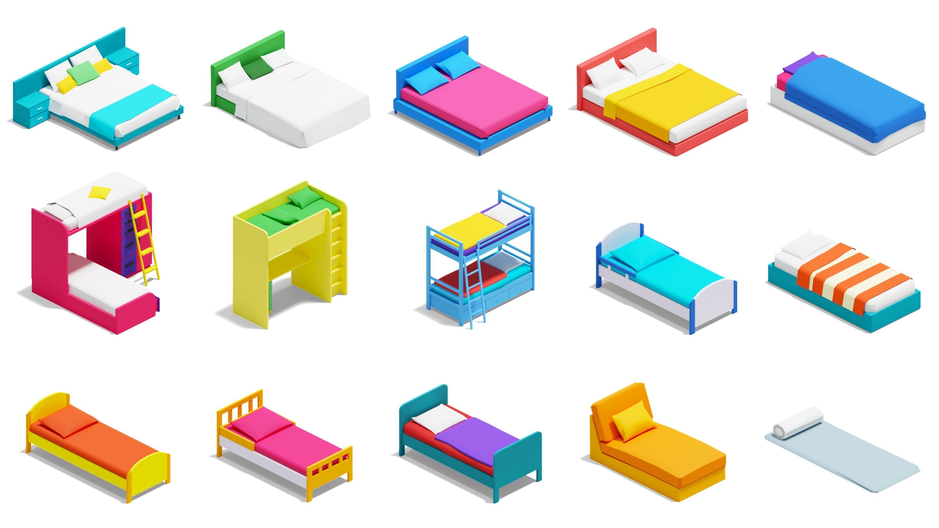 Furniture Bright Low-poly 3D model_5