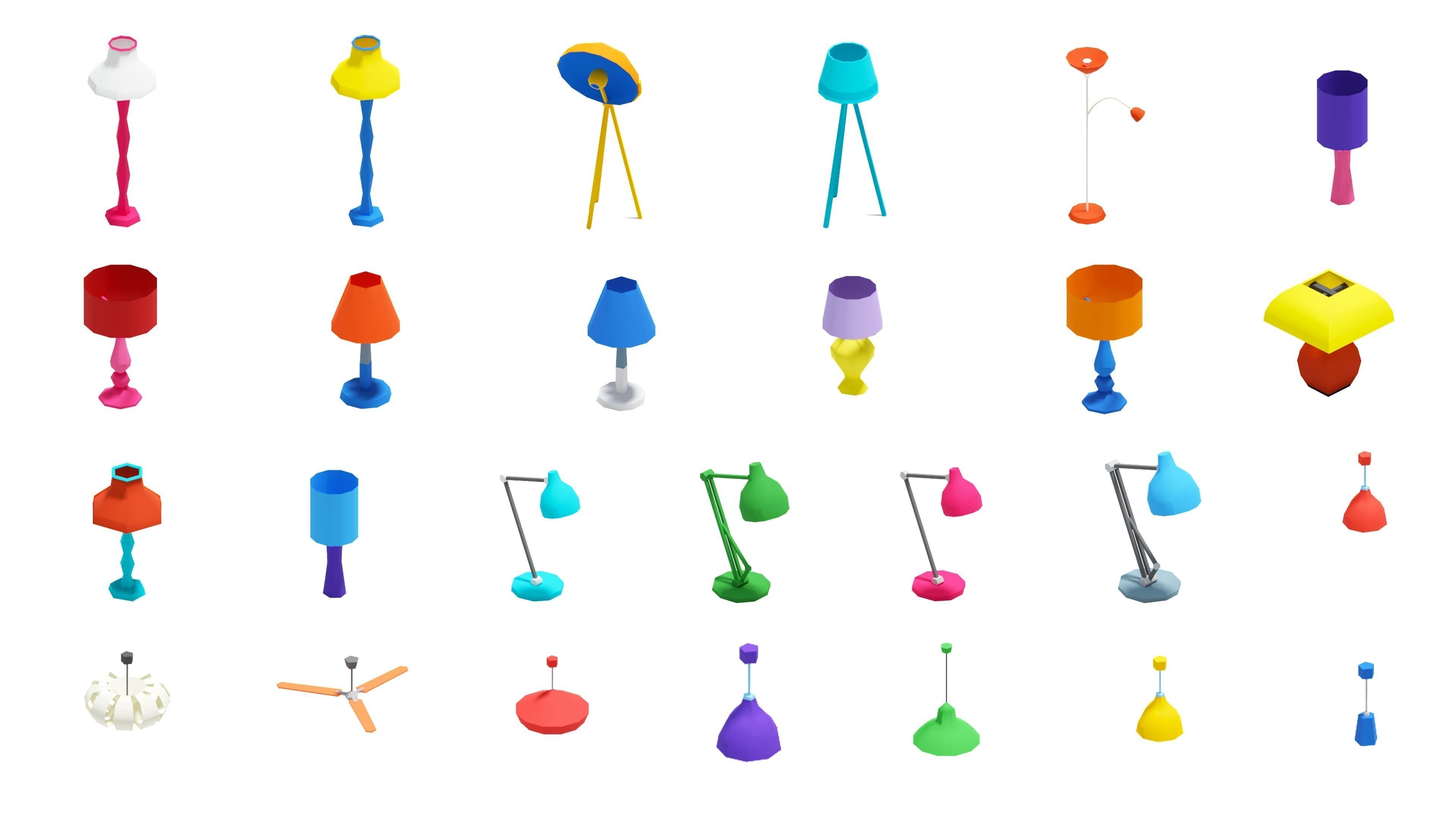 Furniture Bright Low-poly 3D model_17