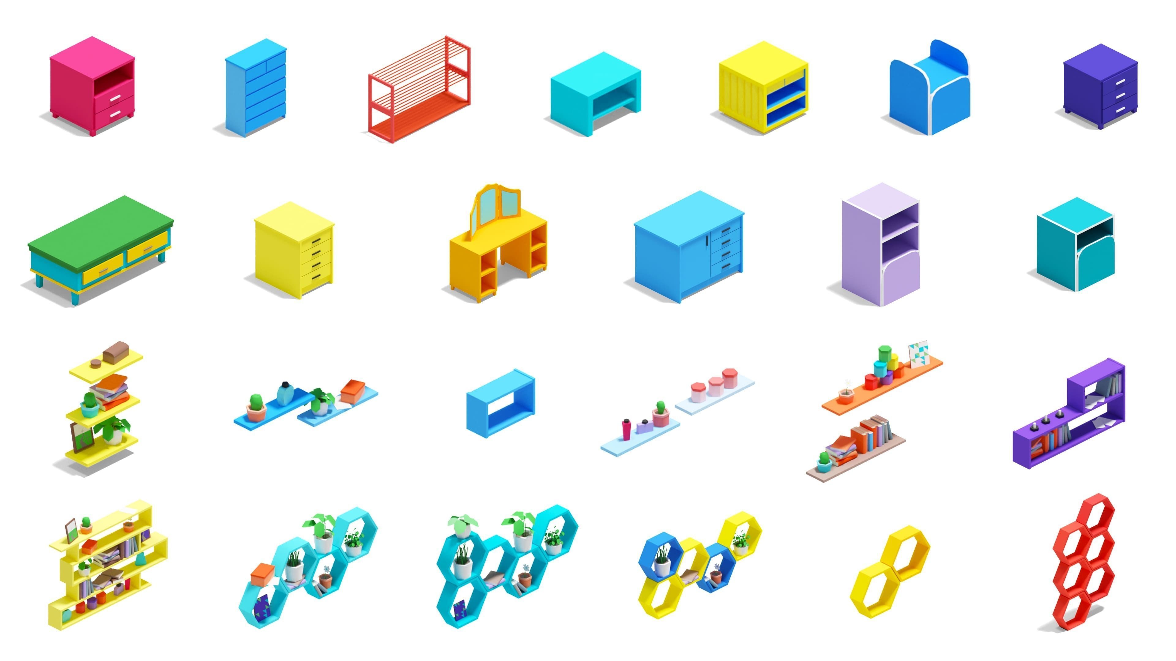 Furniture Bright Low-poly 3D model_27