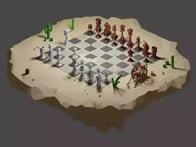 Low Poly Chess Set - 2D-3D