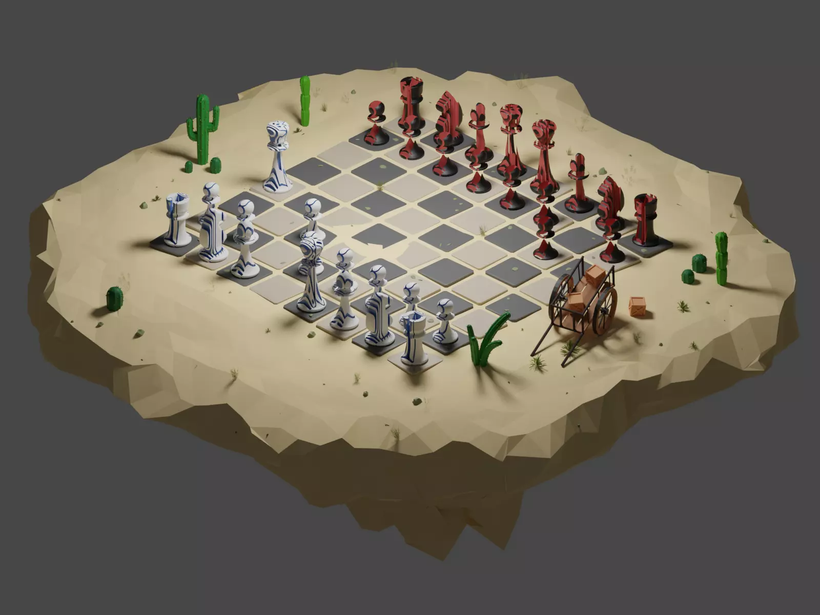 Low Poly Chess Set - 2D-3D Low-poly 3D model