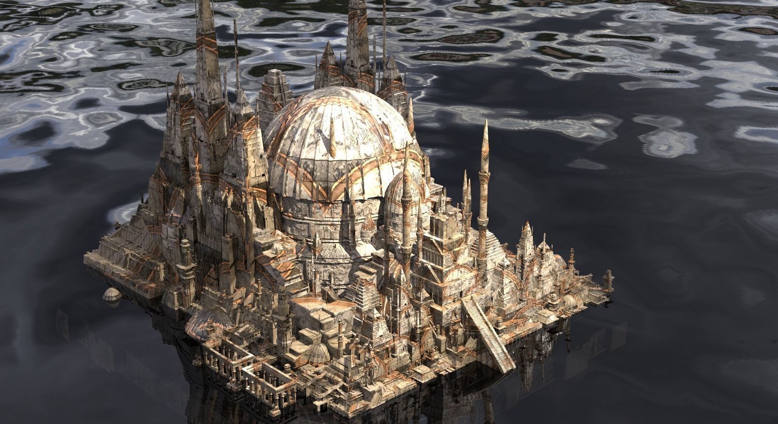Islamic Golden Age Ruins  Domes Kit bash 3D 3D model_1