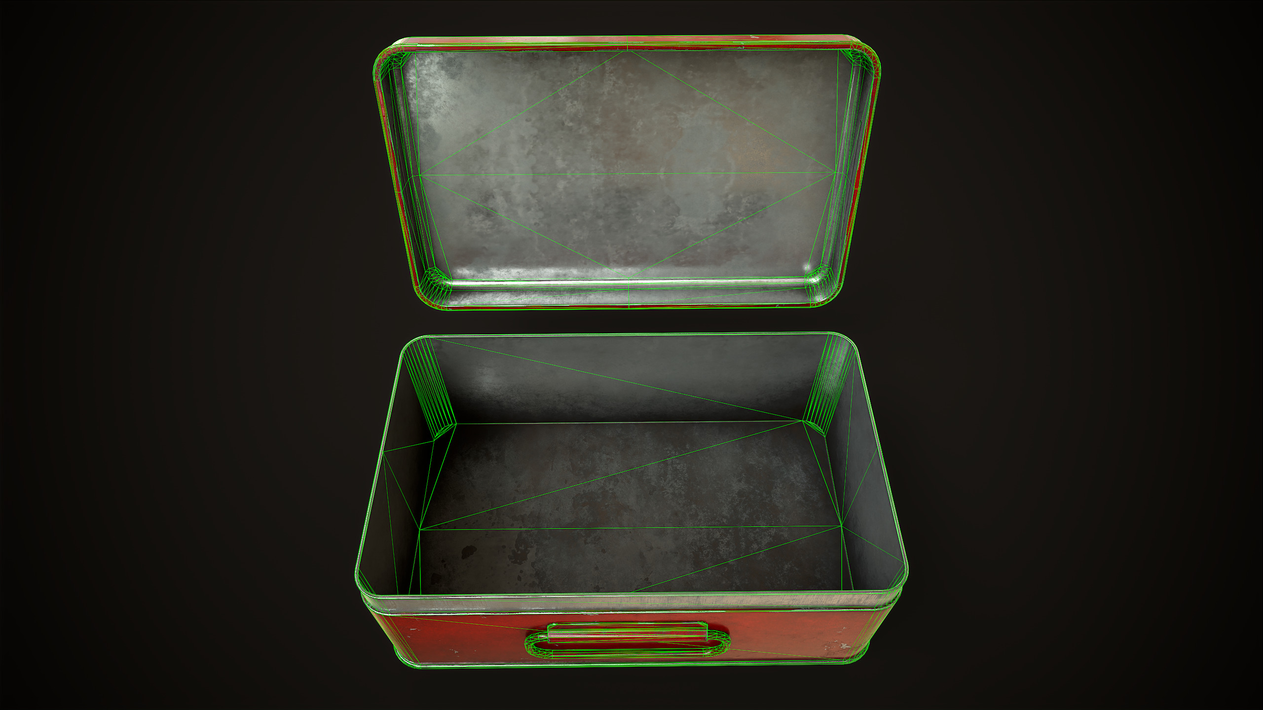 Metal first aid kit with lid Low-poly 3D model_13