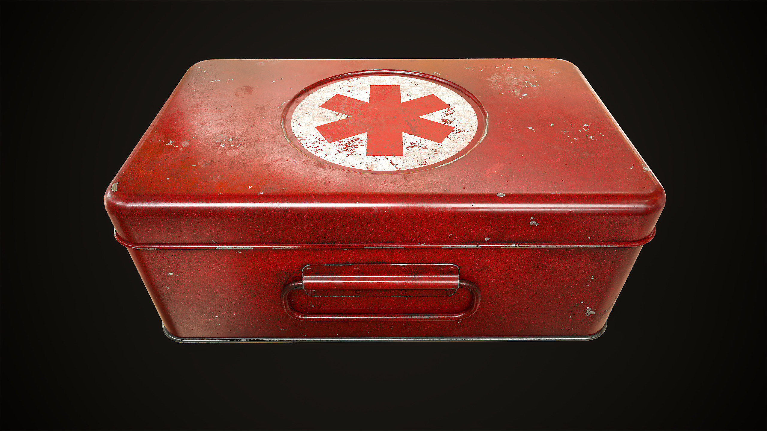 Metal first aid kit with lid Low-poly 3D model_5