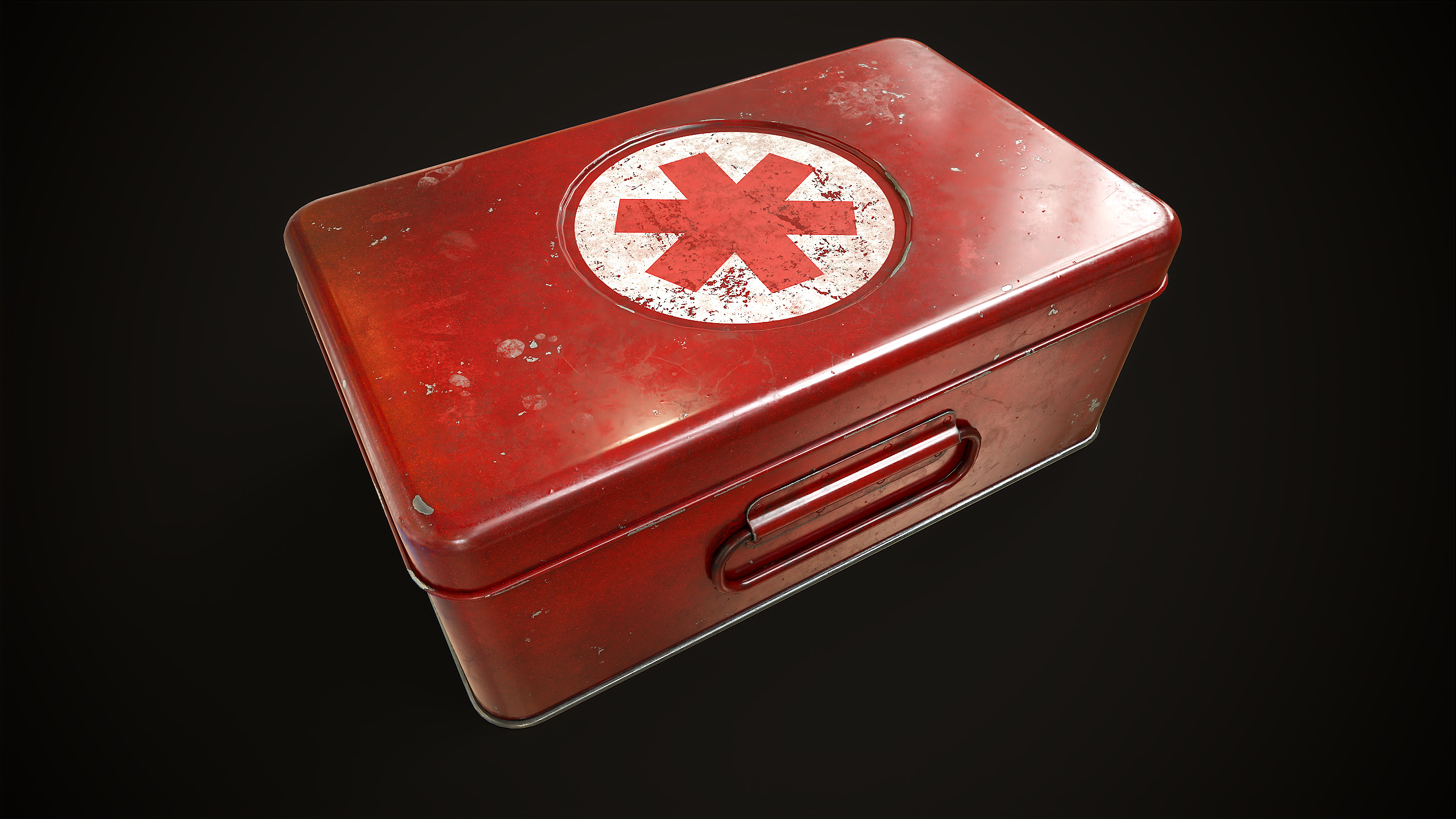 Metal first aid kit with lid Low-poly 3D model_8