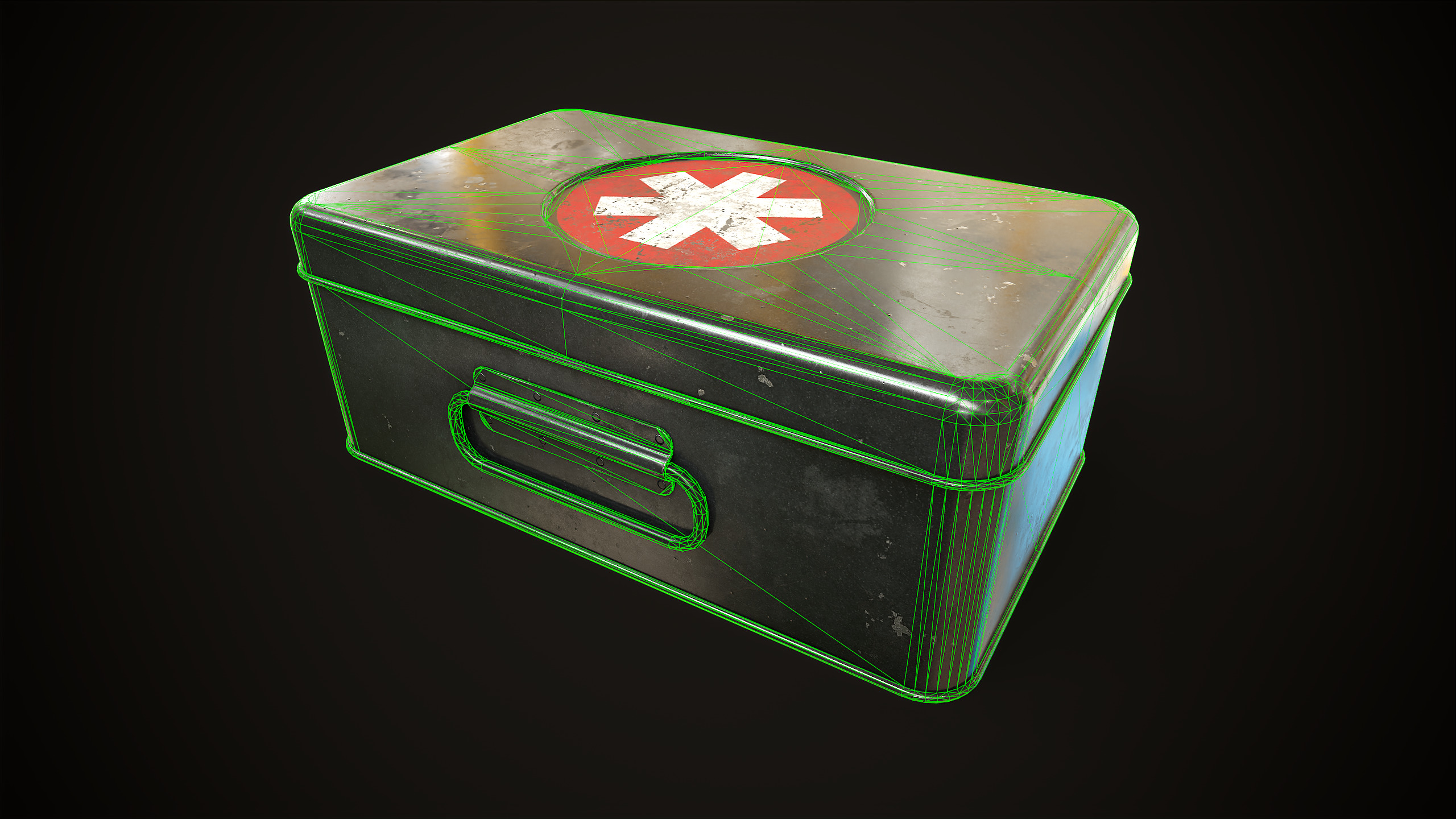 Metal first aid kit with lid Low-poly 3D model_12