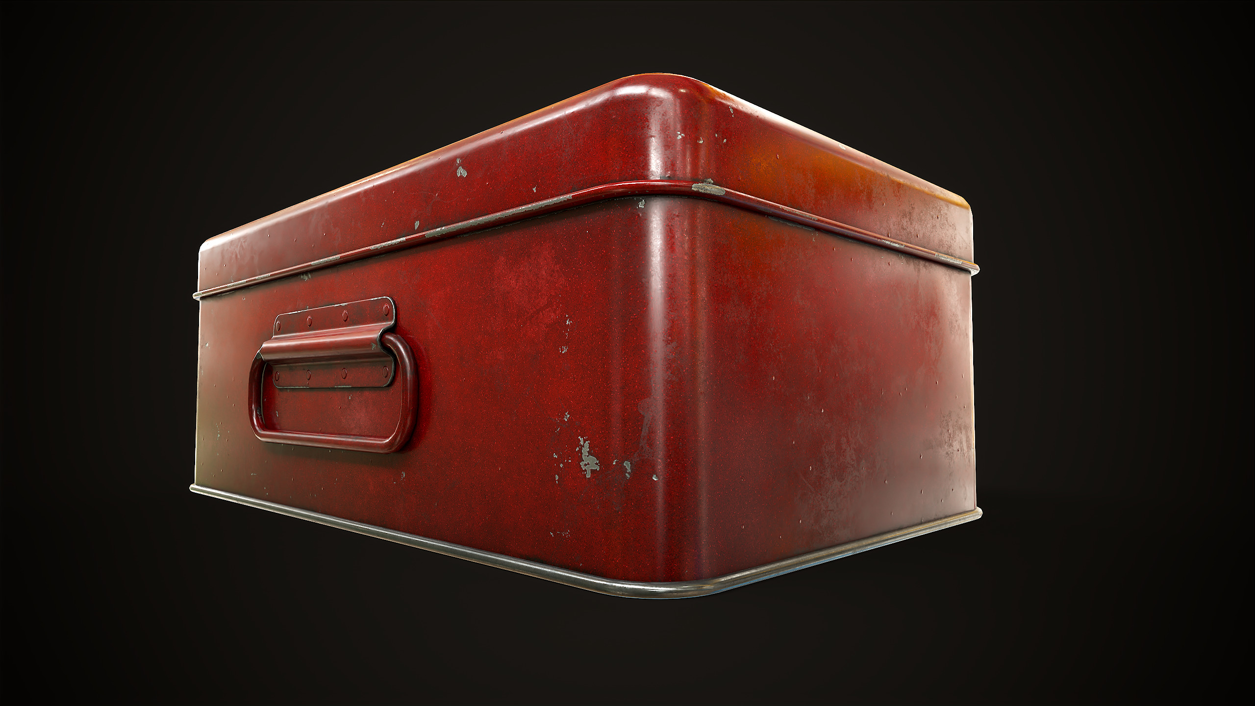 Metal first aid kit with lid Low-poly 3D model_6