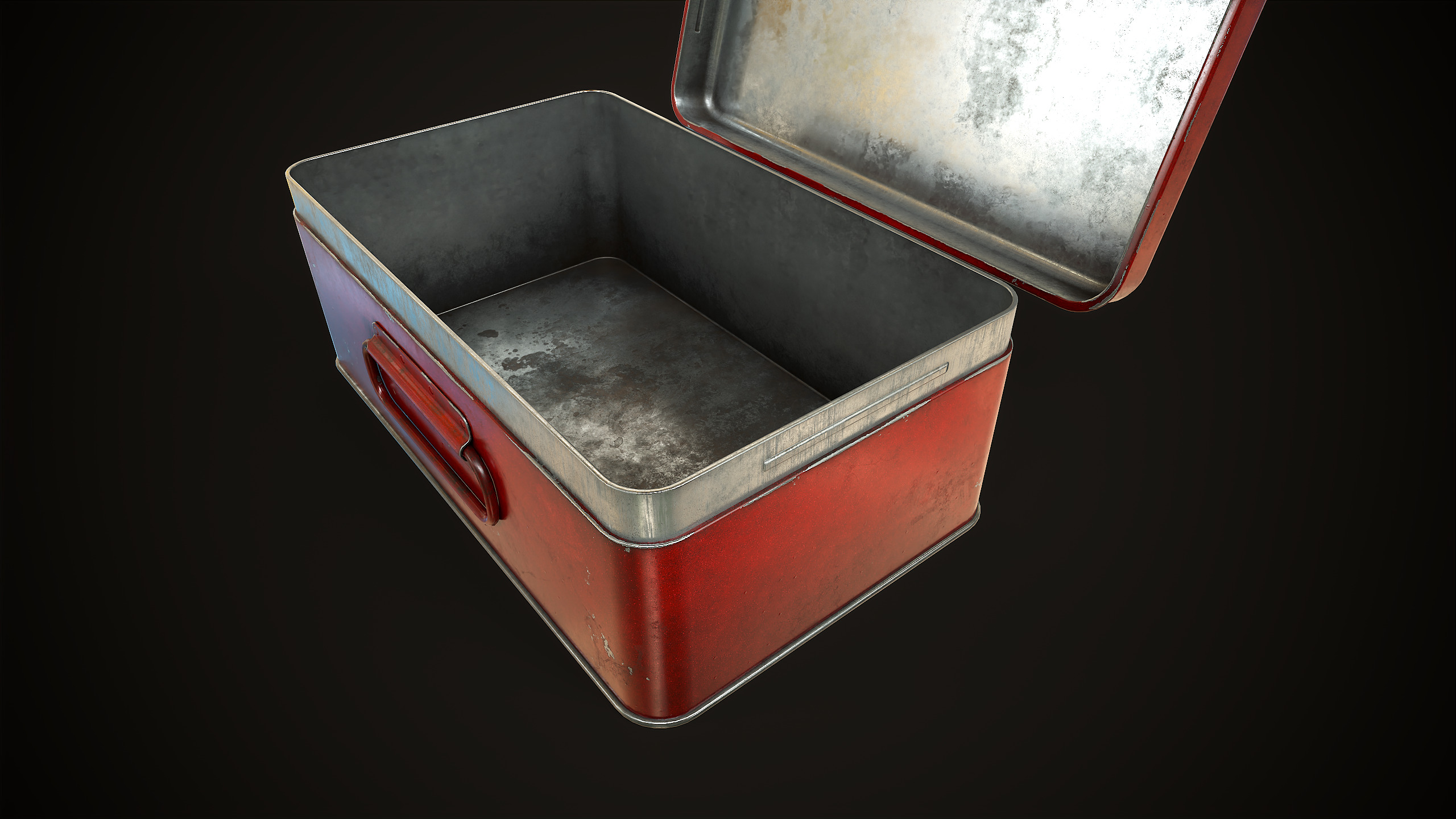 Metal first aid kit with lid Low-poly 3D model_4