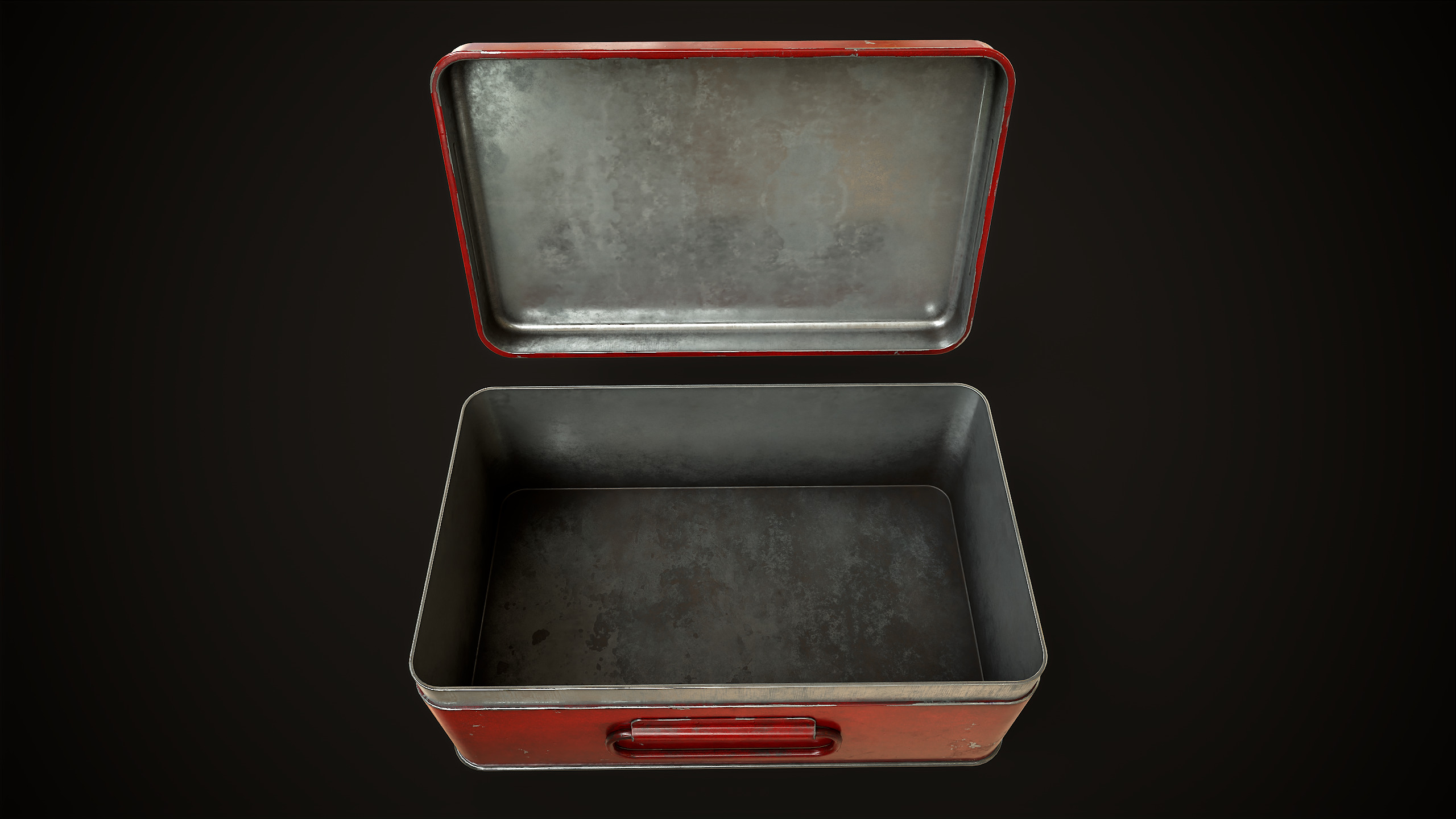 Metal first aid kit with lid Low-poly 3D model_10
