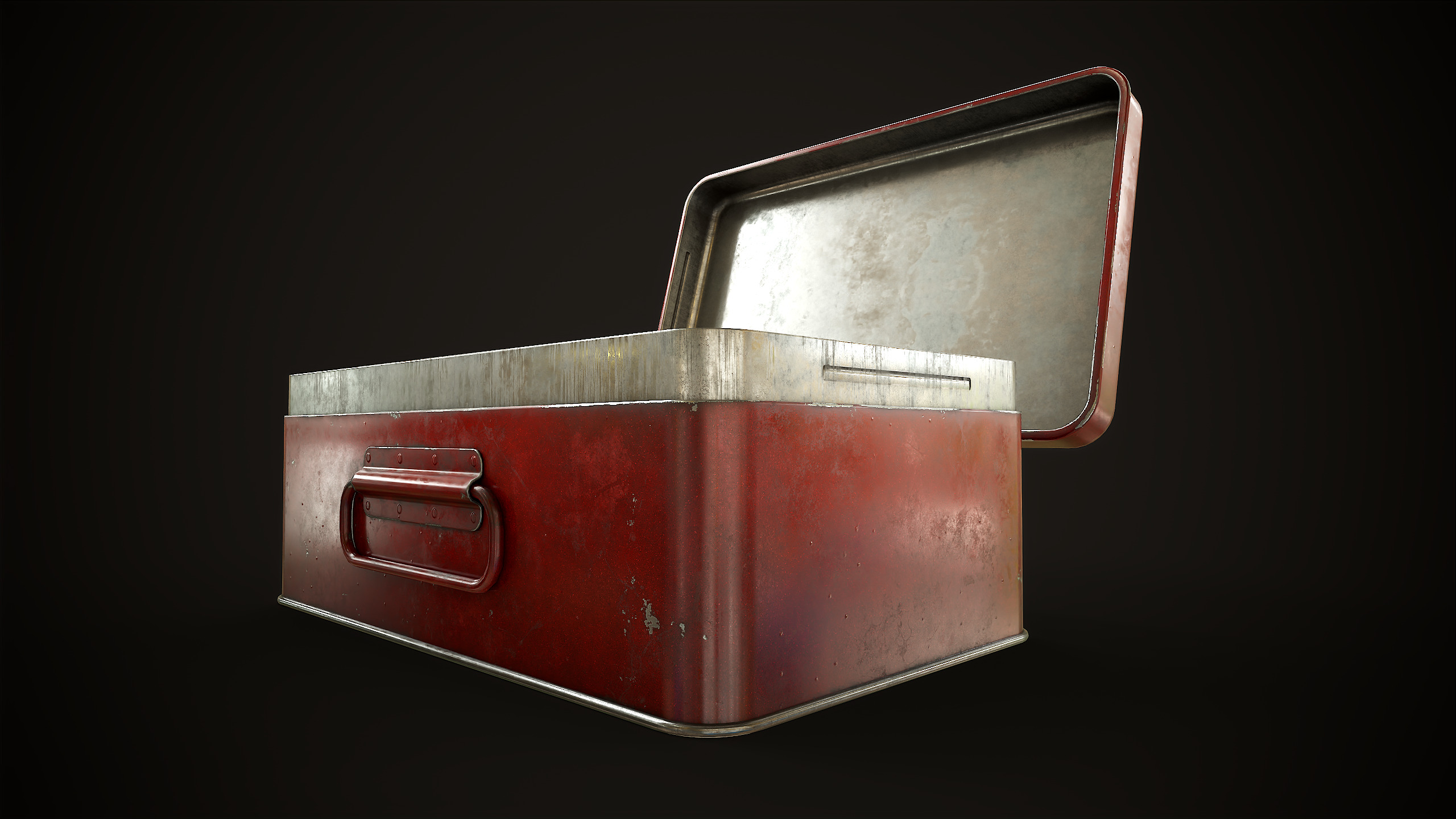 Metal first aid kit with lid Low-poly 3D model_11