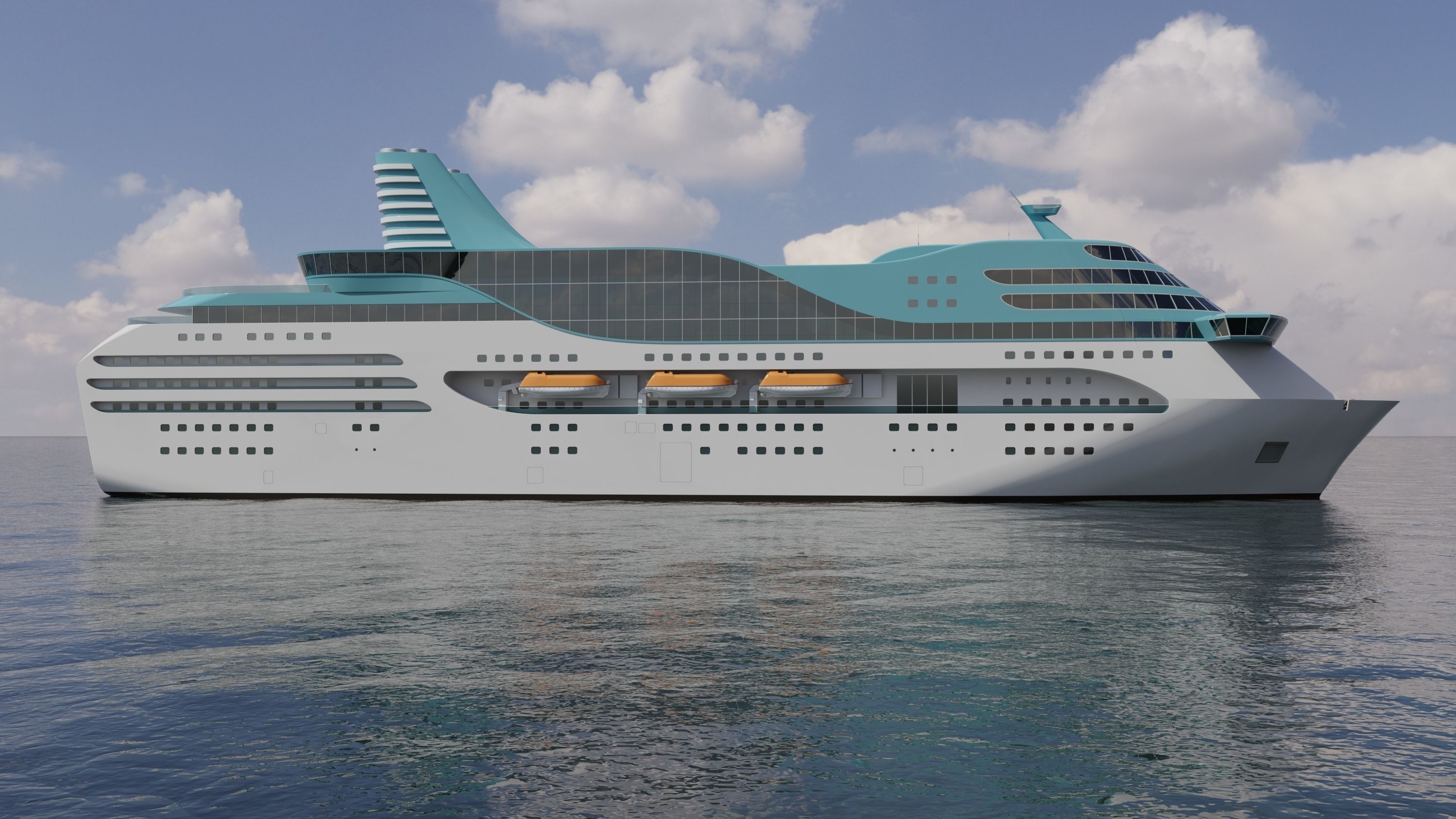 Cruise ship 3D model_1