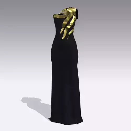 DRESS METALIC DETAIL LONG BLACK MODERN DRESS