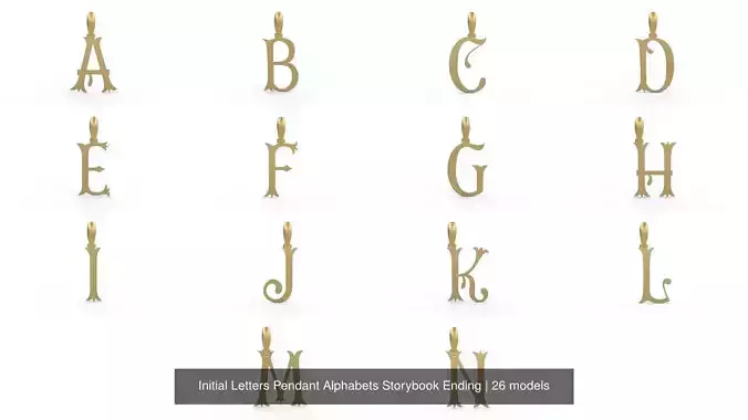 Initial Letters Pendant Alphabets Storybook Ending 3D Model Collection