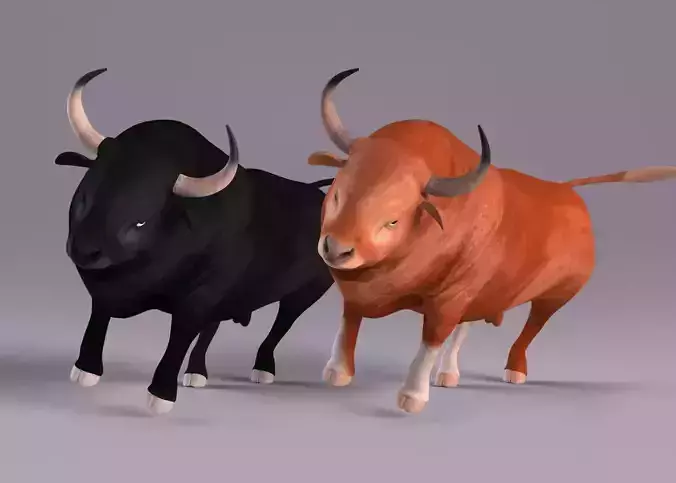 Bull Rigged Low-poly 3D model