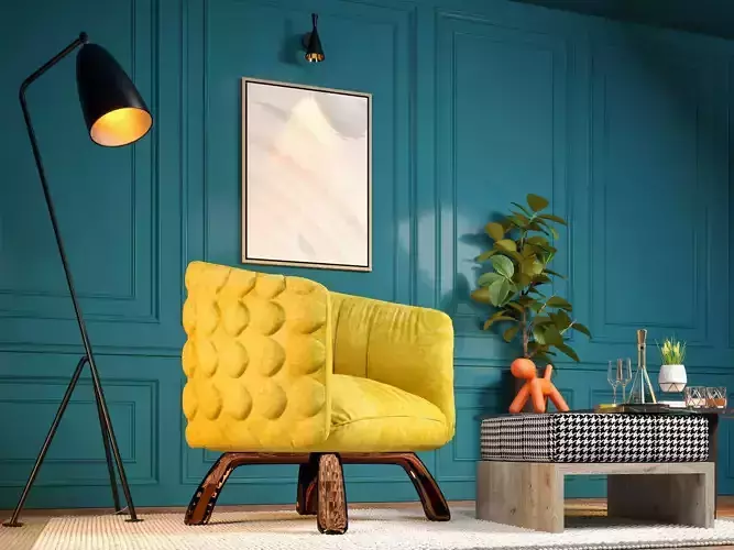Modern Armchair Yellow fabric