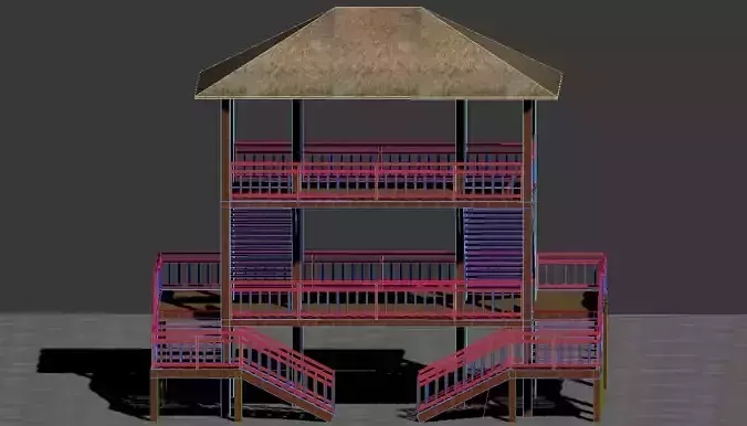 WoodenBuliding wooden structure with stairs and railings