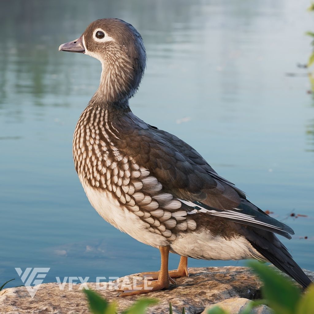 Mandarin Duck Female Animated VFX Grace 3D model_45
