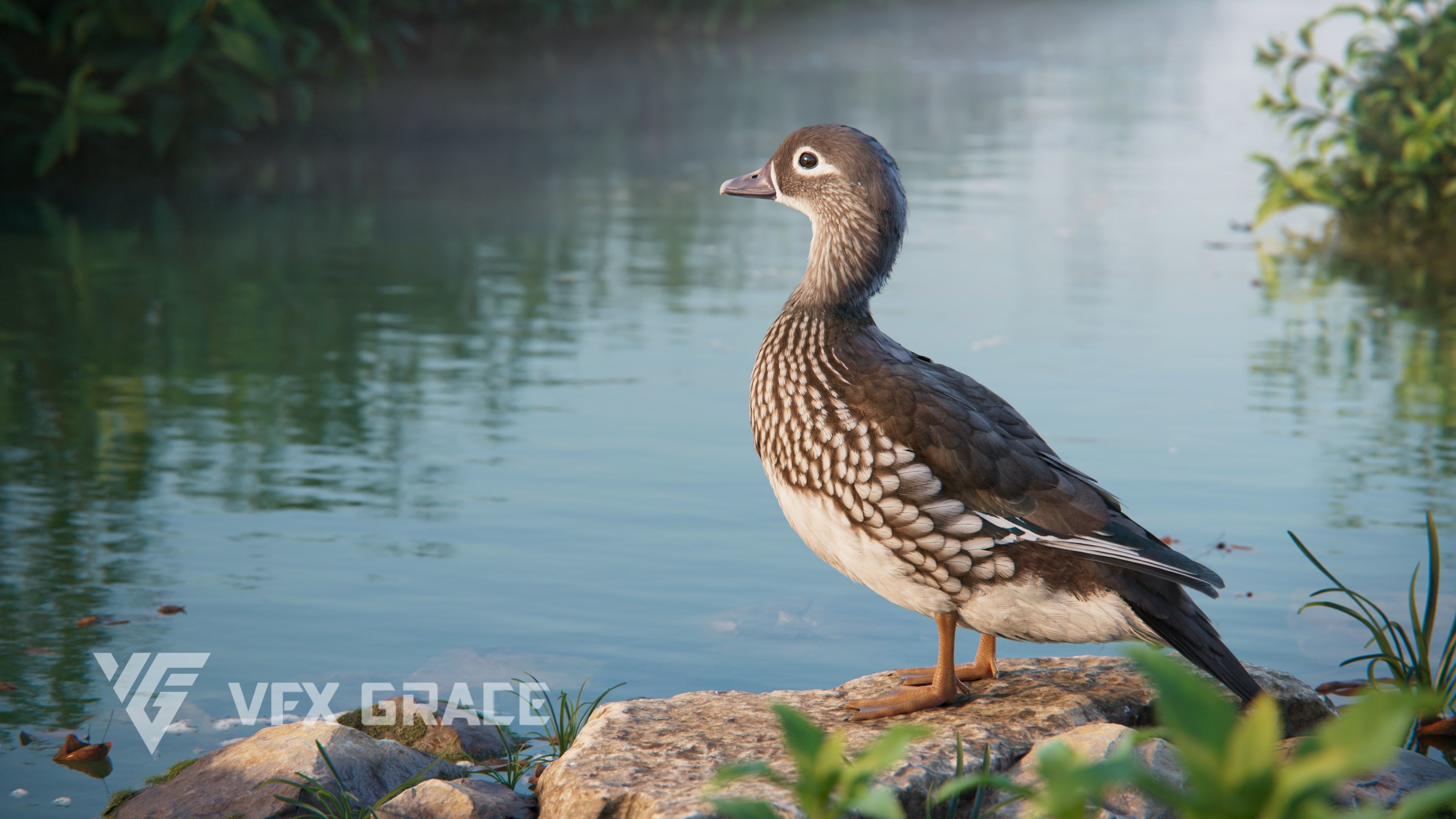 Mandarin Duck Female Animated VFX Grace 3D model_48