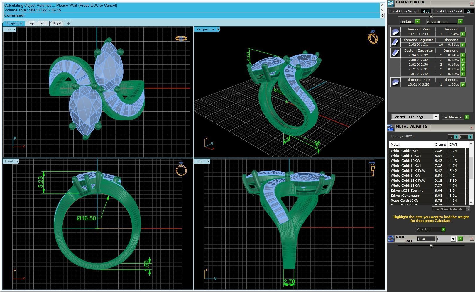 Hammes Pear Diamond Ring 3D print model_2
