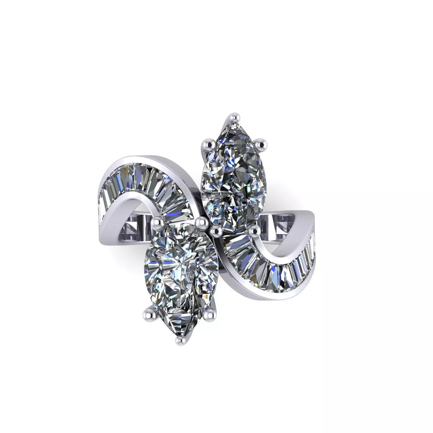 Hammes Pear Diamond Ring 3D print model_0